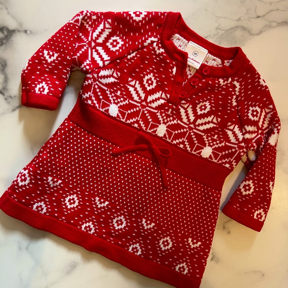 Hanna Andersson Girls Winter Sweater Dress Size 60/6-12 M